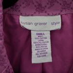 Susan Graver  Purple Embroidered Floral Scallop Notch Cotton Jacket Blazer Small Photo 6