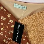 Paper Crane Double Print Faux Wrap Peplum Tank Top Blouse Rust Tan Medium NWT Photo 10