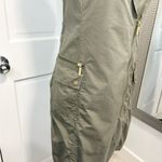 Michael Kors  Olive Green Moto Shift Dress Cargo Pockets Sleeveless Collared Sz M Photo 4