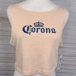 CORONA Women's Cropped Tank Top Embroidered Cream/Blue Photo 0