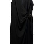 Alex Marie Womens Black Sleeveless Wrap Style Midi Dress With Ring Detail Size 6 Photo 0