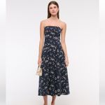 Abercrombie & Fitch strapless flare midi dress in blue floral Photo 4