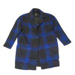 Armani Exchange AX Coat Women's XS Oversized Blue Black Plaid Wool Blend Jacket Photo 0