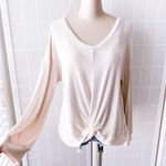 Naïf  Oatmeal Twisted Front Long Sleeve Knit Top Photo 2
