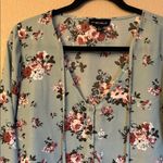 My Michelle LARGE Multicolored Floral V-Neck Long Sleeve Peasant Blouse Aqua Photo 5