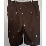 Coral Bay Size 18 Golf Brown Bermuda Shorts Embroidered Golf Club Print Pockets Photo 3