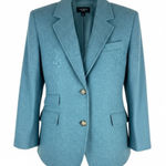 Talbots Wool Blend 2 Button Blazer Jacket Heather Teal Blue Size 14W Photo 0