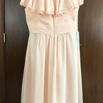 Azazie  Hadley a-line pleated chiffon short dress in Pearl Pink Photo 4