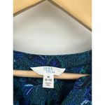 Time And Tru  Knee Dress Women Medium Blue Green Paisley Boho Peasant Ruffle Photo 5