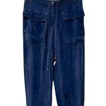 Diane Von Furstenberg  Silk Cargo Pants Navy Cropped Pants Sz 8 Photo 0