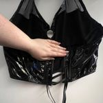 Holographic Faux Leather Halter Top Black Size L Photo 3