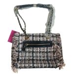 Sassy Jones Pink Black Tweed Fringe Status Handbag Purse Tote Chain Strap NEW Photo 8
