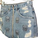 Carmar Beatrice Skull Patch Zip Front Skirt 26 Blue Photo 1