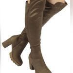 Wild Diva  GOSSIP-10 PLATFORM CHUNKY HEEL OVER THE KNEE HIGH BOOTS TAUPE SIZE 7 Photo 0
