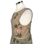 Sundance Peony Floral Embroidered Sleeveless Dress Beige Green Pink Size 8 Photo 3