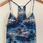 J.Crew Blue Palm Tree Halter Silky Tank Top Camisole Tropical Vacation Babydoll Photo 1