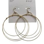 A New Day  NWT 3 Hoop Gold Tone Dangle Hoop Earrings Photo 0