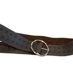 Vintage Womens Brown Leather Belt With Silver Photo 0