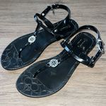  Logo Pansy Jelly Thong Sandals Flat Black Sz 8B EU38 w/Coach Hangtags Photo 1