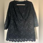 Java Woman’s Plus Black Floral Lace 3/4 Sleeve Dressy Top Sz 1X 18/20 Photo 0