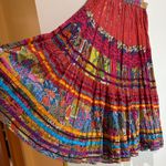 Vintage Lotus Tiered Ribbon Maxi Skirt Floral Boho Festival Peasant Patchwork Pink Size L Photo 3