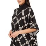 Jones New York  Women's Black Tan White Mock Neck Zip Poncho L/XL Photo 1