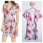 Anthropologie All In Favor Isabella Purple Floral Wrap Mini Dress Photo 1