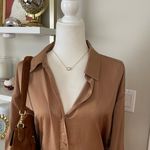 Banana Republic  Brown Satin Button-Up Shirt Size L Photo 1