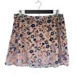 American Eagle  Burnout Velvet Floral Mini Skirt Size Large Purple Cream Fall Photo 3
