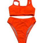 Womens Bikini Set Hi Cut High Rise Removable Cups Bright Orange S Photo 0