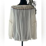 Freeway Apparel Freeway Bohemian Beaded Top Cream Metallic Beads Beach Leisure Size Large‎ Photo 3