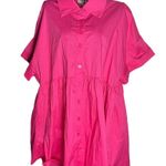 Arula Women's XL Button Up Shirt Tunic Dress Hot Pink Collared Barbiecore Preppy Photo 0