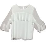 Calvin Klein White Bell‎ Ruffle Sleeve Chiffon Shirt Womens Size Medium/Large Photo 1