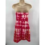 Anthropologie Fresno Ikat Strapless Dress Womens 4 Pink White Tie Dye Pink Photo 4