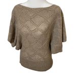 Cache Luxe Cashmere Sweater Y2k Dolman Crochet Knit Metallic Champagne XS Photo 0
