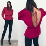 ZARA NWOT  Women's Fuchsia  Open Back Long Sleeve Blouse S | 8694/573 Photo 1