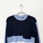 Athleta [] Blue Colorblock Trailhead Striped Merino Wool Cropped Sweater‎ Sz XXS Photo 3