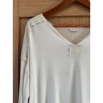POL Baby Pink Textured Wool Blend Hi-Low V-Neck Long Sleeve Shirt Women’s Small Photo 3