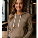 Abercrombie & Fitch Abercrombie Waffle Knit Hoodie Cozy Minimalist Layering Top Sage Y2K 90s Soft Photo 1