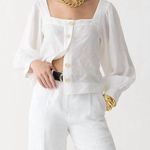 J.Crew  White linen Button-Up Women's Top Photo 0