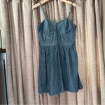 Mossimo Chambray Denim Spaghetti Strap Fit & Flare Circle Print Dress Medium Blue Photo 1