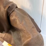 Vintage Coat Women Large Brown Leather Utility Chore Hood Patch Pocket western Photo 7