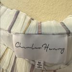 Charles Henry  Metallic Stripe‎ Off-the-Shoulder Popover Dress Ivory Photo 4