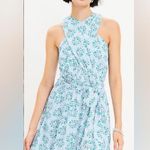 Loft  Blue Floral High Neck Crossover  Dress Photo 0
