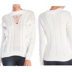 Torn By Ronny Kobo  white lace up ruffle sweater Photo 2