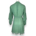 Sage Green Polka Dot Long Sleeve Ruffle Mini Dress Casual Flowy Swing Medium Photo 5