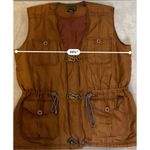 Women’s Orange Mureli 100% Silk Cargo Vest Buckles Zip Up Pockets Size M Photo 6