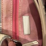 Dooney & Bourke  Monogram Canvas Leather Trim Satchel Bag Cream Beige Pink Liner Photo 9