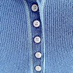 Waffle Henley Pocket Tee Long Sleeve Shirt Blue Womens Medium Size undefined Photo 2