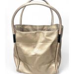 Neiman Marcus  Large Bag Commuter Metallic Gold Leather Shopping Tote Shoulder Photo 0